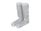 Two grey compression cuffs for legs with white edges and transparent buttons.