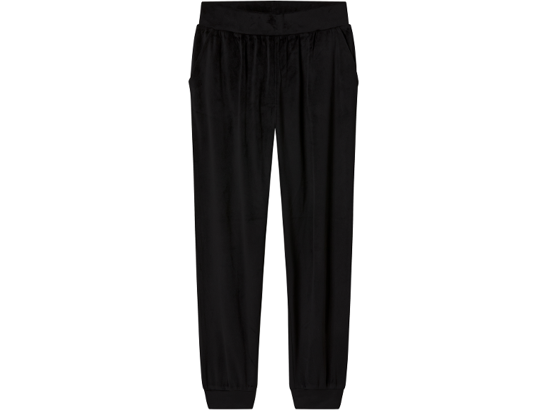 Black velvet jogging bottoms with elasticated waist and ankle cuffs