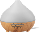 White and wood-grain essential oil diffuser with timer and light controls.