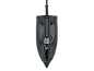 Black steam iron with grey details, viewed from above.