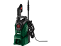 Green pressure washer with a black hose and spray gun.