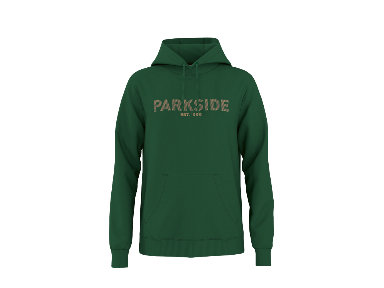 Green hoodie with 'PARKSIDE EST. 1996' text on the chest.