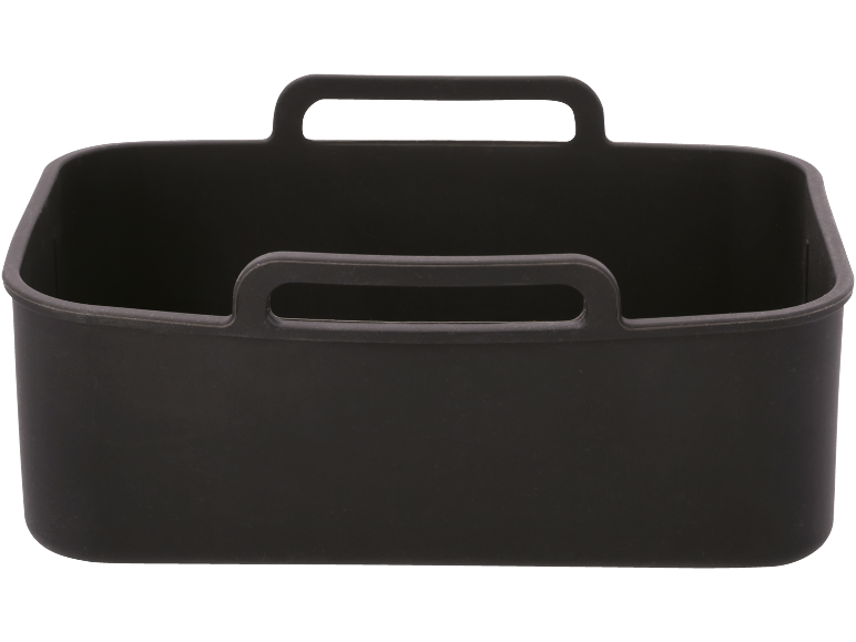 Dark grey rectangular silicone basket with two handles