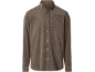 Brown corduroy shirt with buttons and a chest pocket.