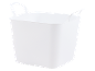 White flexible plastic storage basket with handles