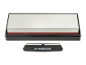 Dual-grit sharpening stone with a sharpening guide