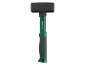 Sledgehammer with a green and black handle and a black head.