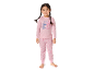 Pink children's pajama set with Stitch and Angel prints, and stars.