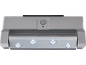 Silver kitchen extractor hood with a motion sensor and four LED lights