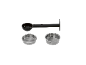 Measuring spoon and two filters for a coffee machine.