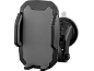 Black and grey car phone holder with a suction cup