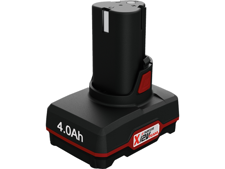 Black 4.0Ah battery with red accents and white X12V Team lettering.