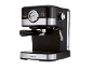 Black and silver espresso machine with knobs and a temperature dial.