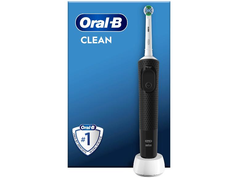 Electric toothbrush with a blue background, featuring 'CLEAN' and '#1 USED BY DENTISTS'.