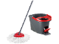 Microfiber mop with handle and bucket with pedal wringer.