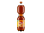 Bottle of peach iced tea with an orange label and cap.