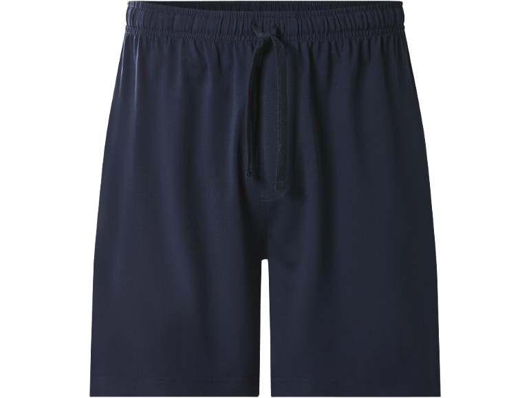 Dark blue athletic shorts with a drawstring waist.