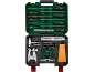 Chainsaw chain sharpening kit with various tools, including files and a depth gauge.