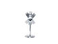 Chrome standing mirror with rotating sides on a white background.