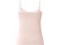 Light pink women's camisole with thin straps and lace trim.