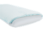 Cooling pillow with the inscription «COLD TOUCH» on a light blue cover.
