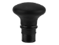 Black wine stopper with a rounded top and ribbed base.