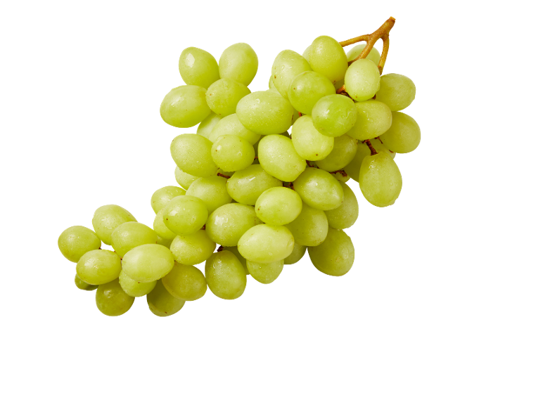 Fresh green grapes with water droplets on a black background