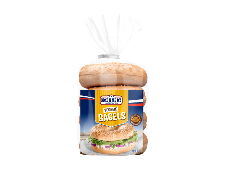 Pack of 300g pre-sliced sesame bagels.