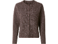 Brown long-sleeved cardigan with front buttons.