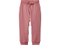 Women's pink sweatpants with elastic waistband and drawstring.