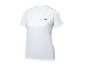 White short-sleeved sports t-shirt with a black logo on the chest.