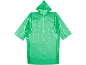 Green plastic rain poncho with a hood