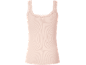 Light pink ribbed camisole with lace detailing.