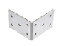 Metal corner bracket with six screw holes on each side.
