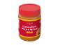 Jar of caramelised biscuit spread, crunchy, with a red lid.