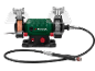 Bench grinder with two grinding wheels and a flexible shaft for precision work.