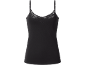 Black spaghetti strap top with lace neckline