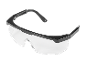 Black safety glasses with clear lenses.