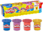 Pack of 4 metallic modeling compound tubs, with unicorn and rainbow creations.