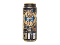 Imperial Stout beer in a can with a steampunk illustration of a bearded man.