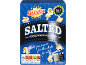 Box of salted microwave popcorn with a movie theme, highlighting high fiber content.