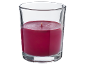 Red candle in a clear glass votive.
