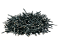 A bundle of dark green LED Christmas lights on a black background.