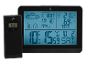 Digital weather station with LCD display showing time, temperature, and humidity.