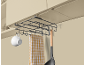 Under-cabinet kitchen organizer with a mug, towel, and ladle.