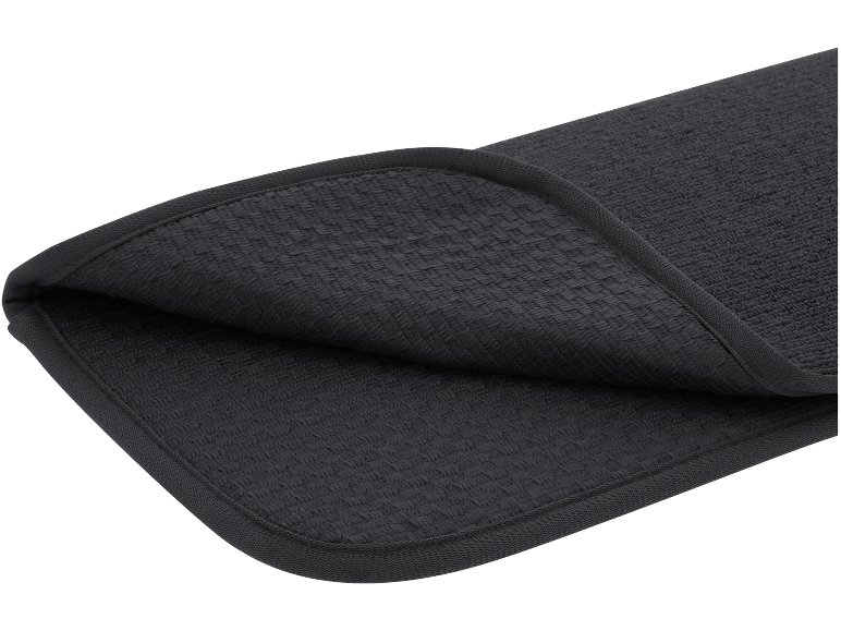 Folded grey dish drying mat with a textured surface and binding.