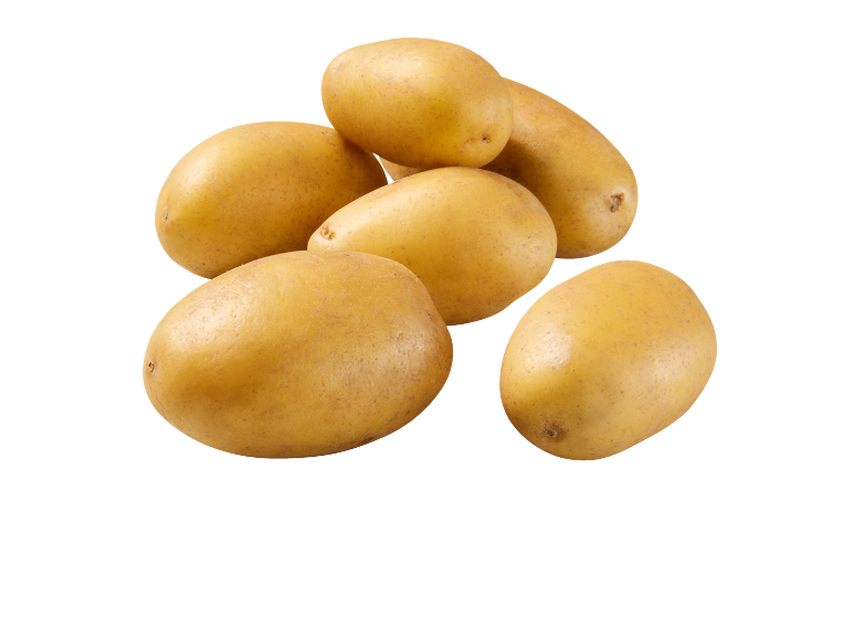 Pile of yellow potatoes on a black background.