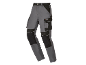 Grey and black work trousers with pockets and reinforced knees.