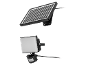 Solar panel and floodlight with motion sensor.