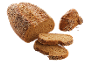 Grain bread with seeds, with one slice and a cut piece.